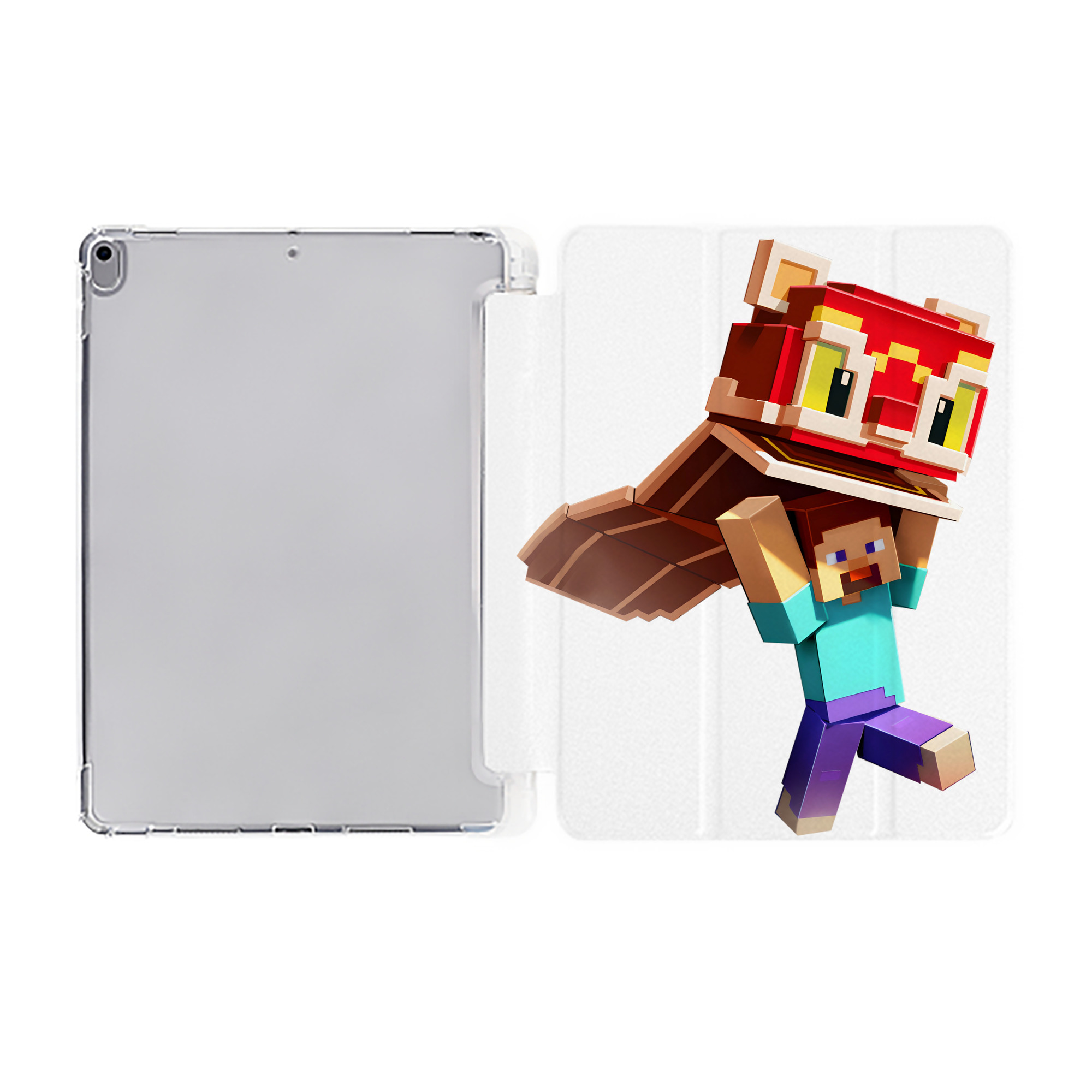 （画像用） マインクラフト ブロックの世界 Minecraft MC Block world IPad ケース ペン収納付き 三つ折りスタンド PUレザー×シリコン 対応機種9.5/10.5/10.9インチ